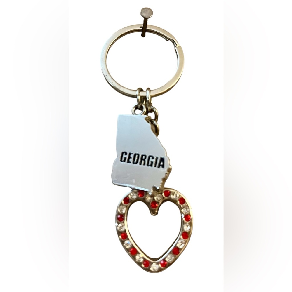 Georgia State Keychain with Heart Charm